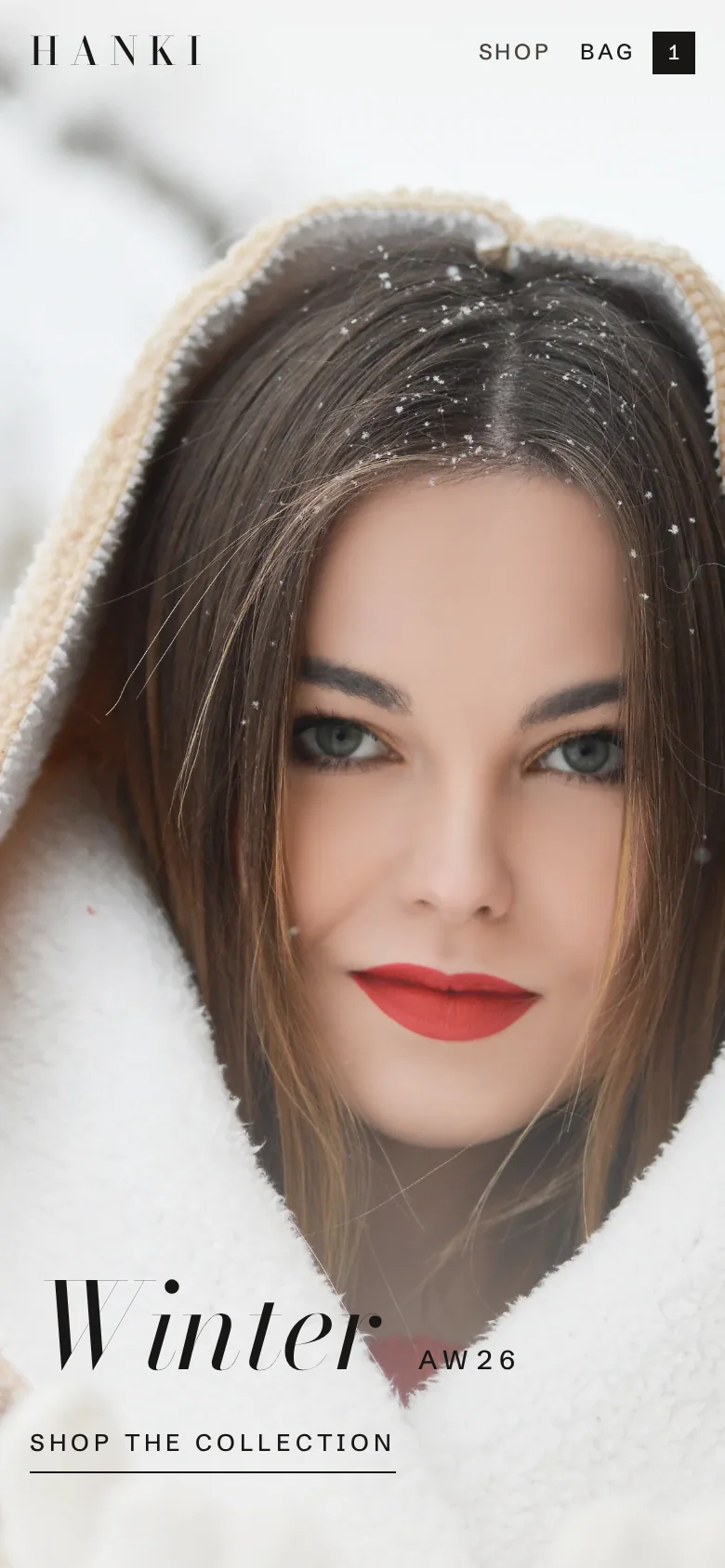 The front page on a phone: the cover photo and the title Winter.