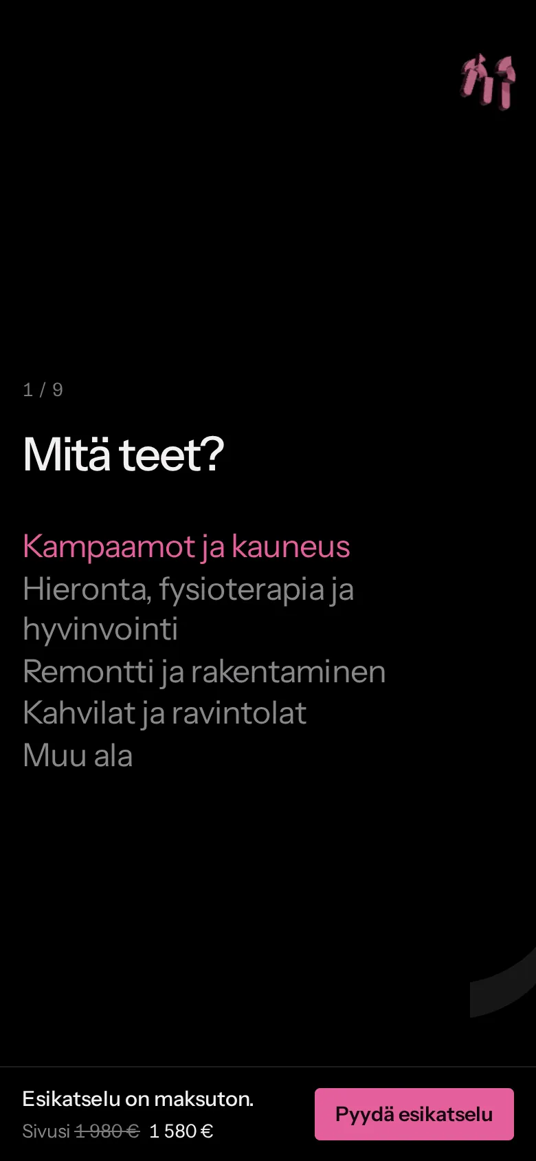 Puhelimessa: Mitä teet? ja alat listana.